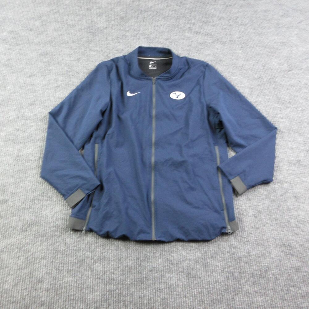 BYU Jacket Mens L Blue Nike NCAA College Full Zip Team Logo Lightweight
